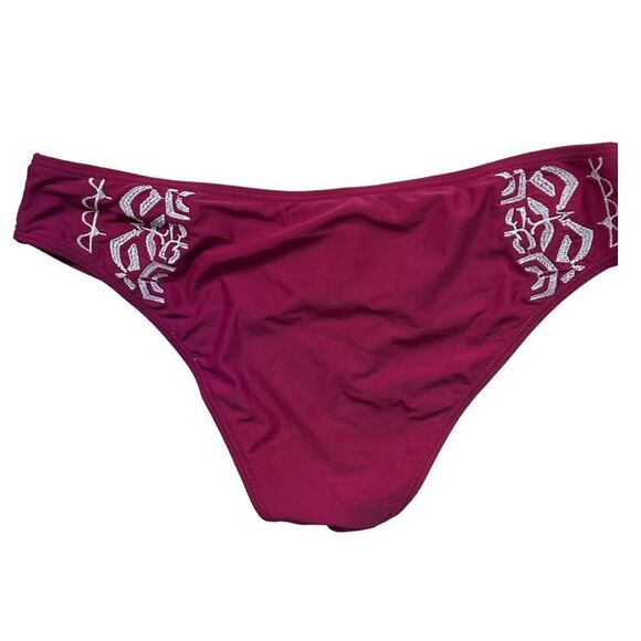 MINKPINK CORAL Red Racerback Embroidered Women's 2 piece bikini Size Medium​ - Picture 4 of 11